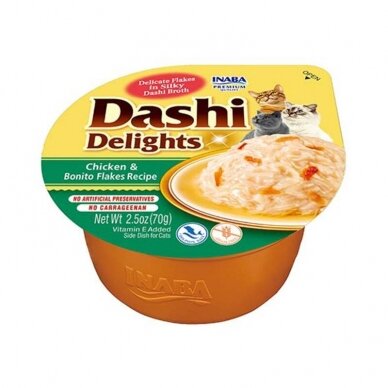 INABA Cat Dashi Delights Vištiena ir Bonito žuvies dribsniai 70 g